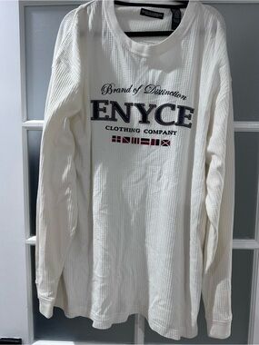 Enyce Men’s 3XL White Waffle Knit Long Sleeve Y2K Graphic Shirt